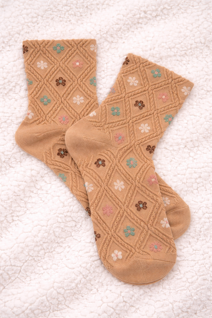 Vintage Floral Knit Socks