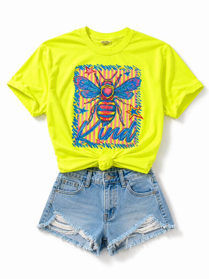 Plus/Reg Short Sleeve "Bee Kind Stars" Graphic Tee