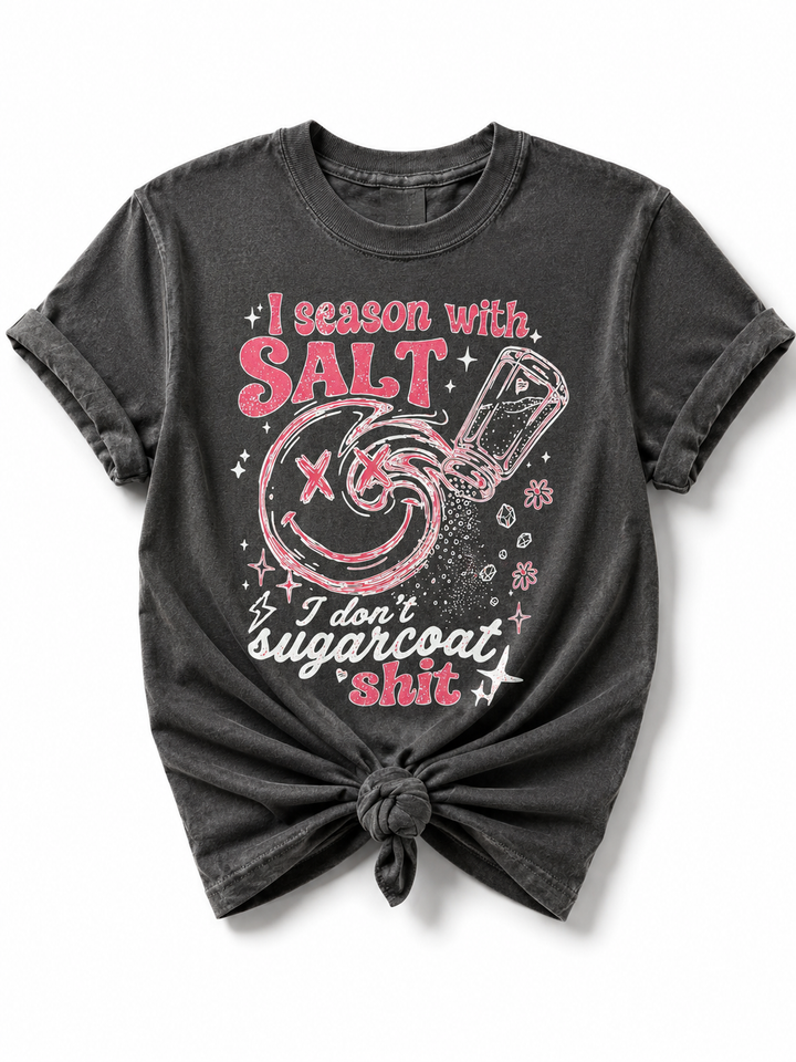 Plus/Reg Short Sleeve "I Season with Salt..." Graphic Tee