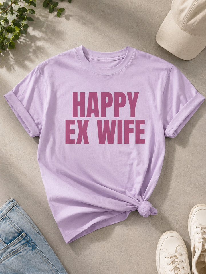 Plus/Reg Short Sleeve "Happy Ex Wife" Graphic Tee