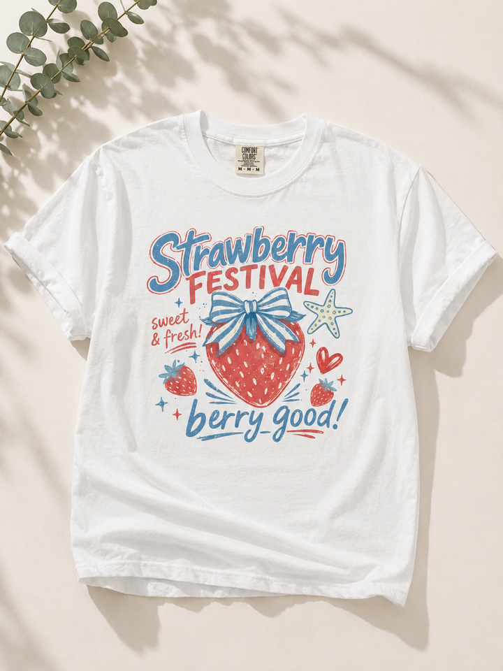 Plus/Reg Short Sleeve "Strawberry Festival" Graphic Tee