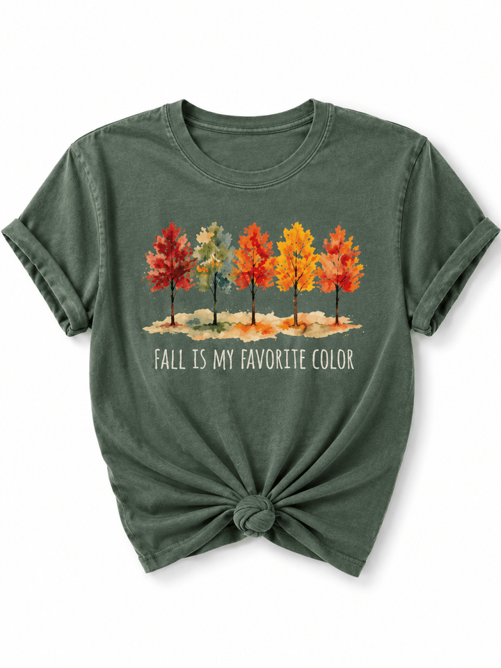 Plus/Reg Short Sleeve Fall is My Favorite Color Graphic Tee - Freckled Poppy