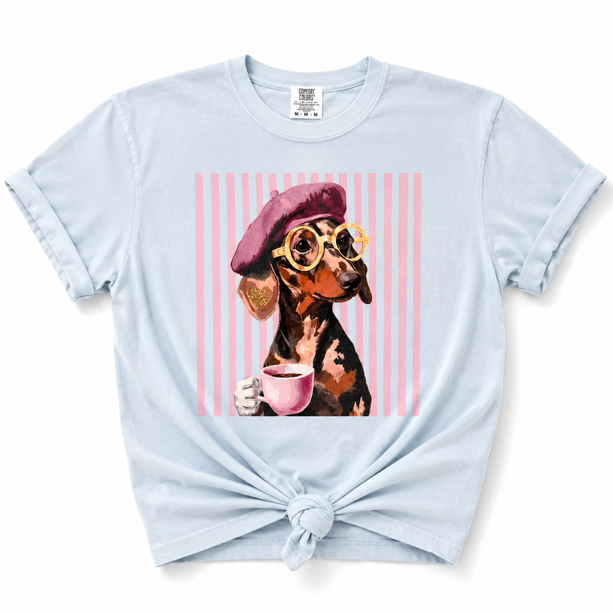 Plus/Reg Short Sleeve Bougee Coffee Lover Dachshund Graphic Tee