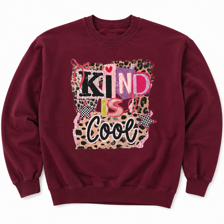 Plus/Reg Long Sleeve Kind is Cool Leopard Print Graphic Sweatshirt