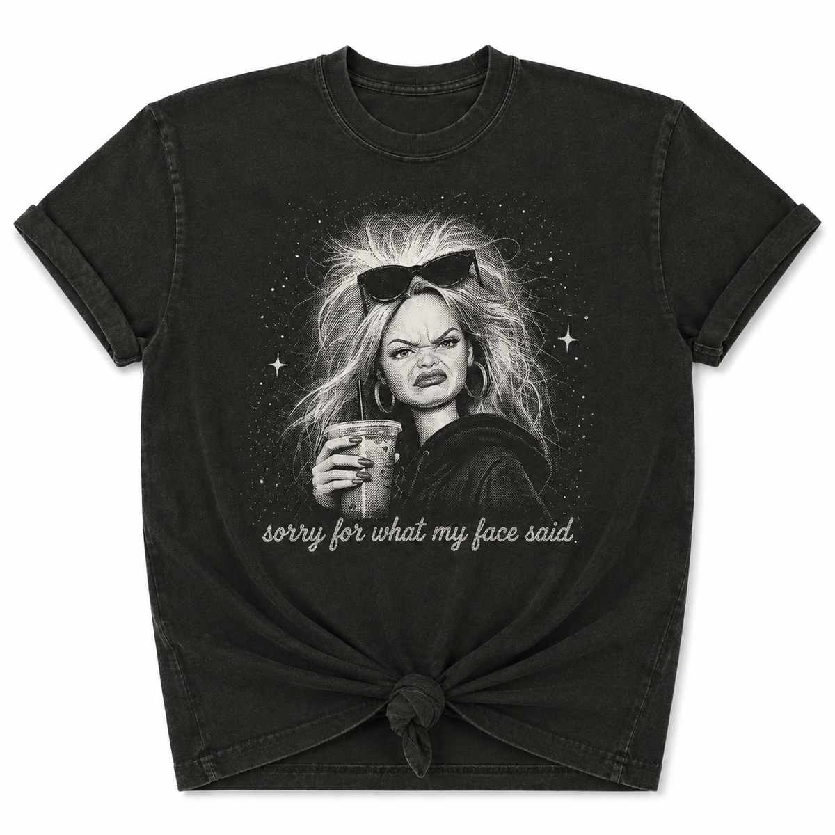 Plus/Reg Short Sleeve Sorry for What My Face Said Graphic Tee