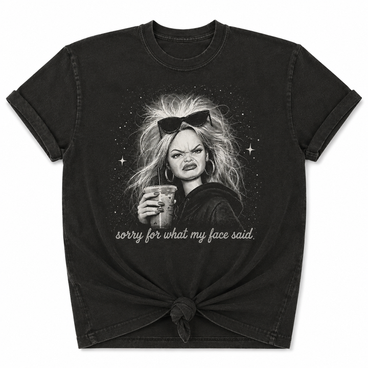 Plus/Reg Short Sleeve Sorry for What My Face Said Graphic Tee