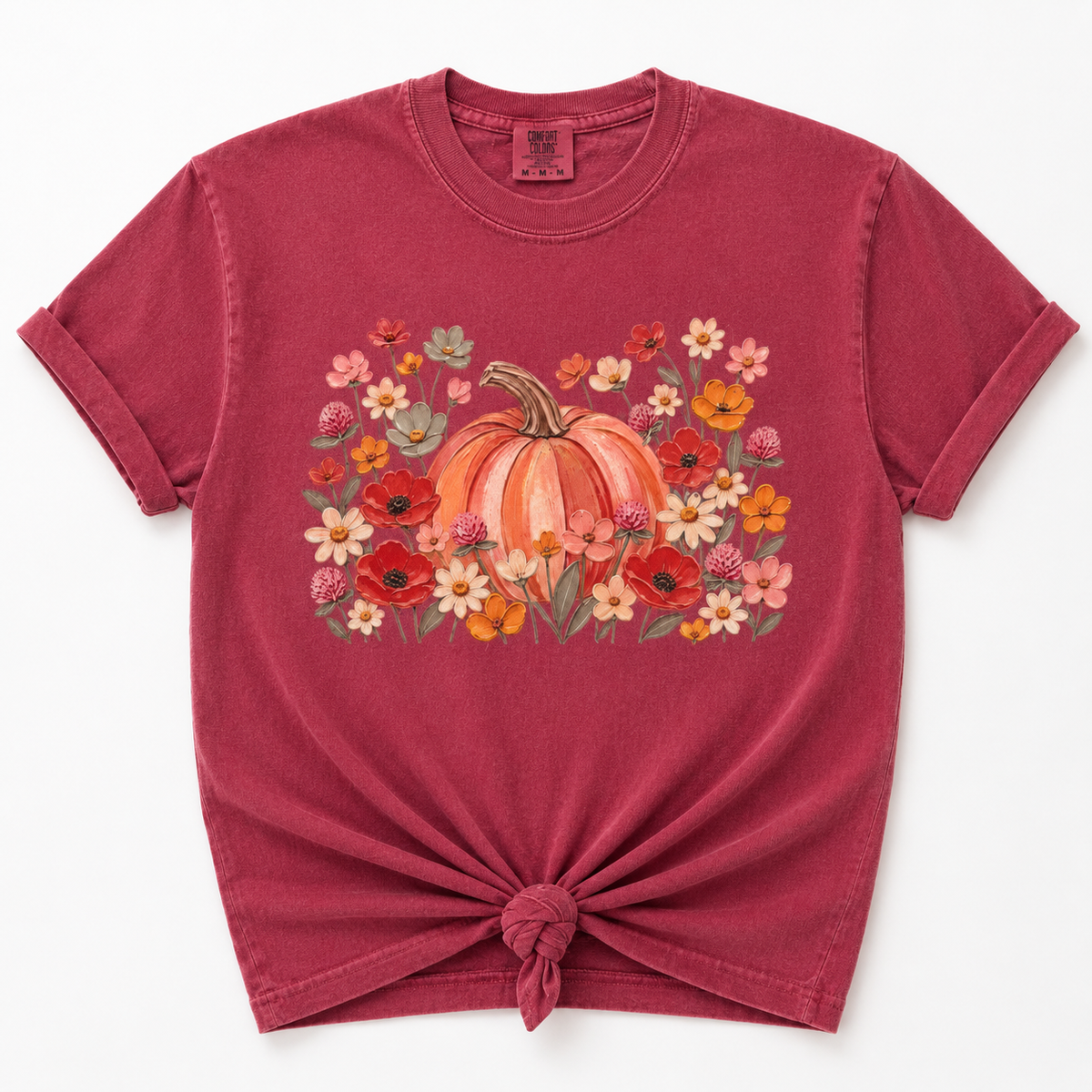 Plus/Reg Short Sleeve Floral Pumpkin Patch Graphic Tee