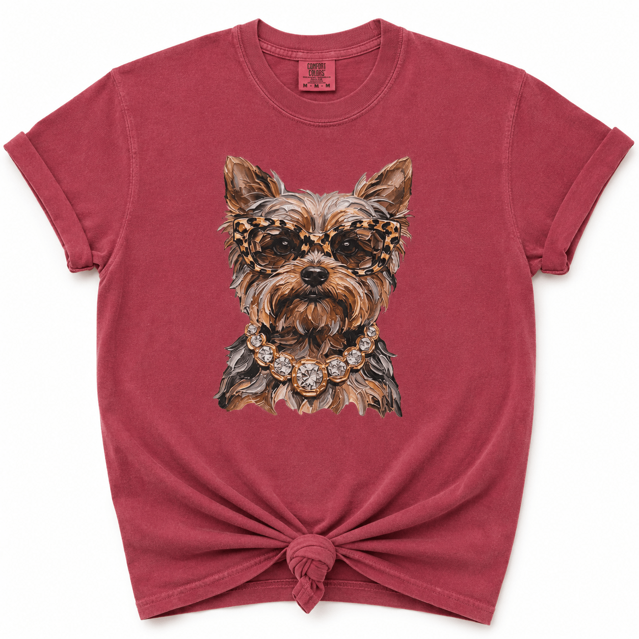 Plus/Reg Short Sleeve Glam Yorkie Graphic Tee