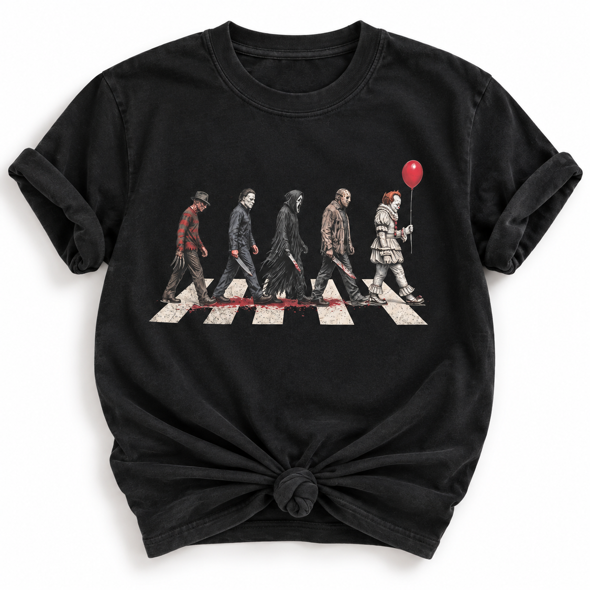 Plus/Reg Short Sleeve Horror Movie Icons Abbey Road Halloween Graphic Tee