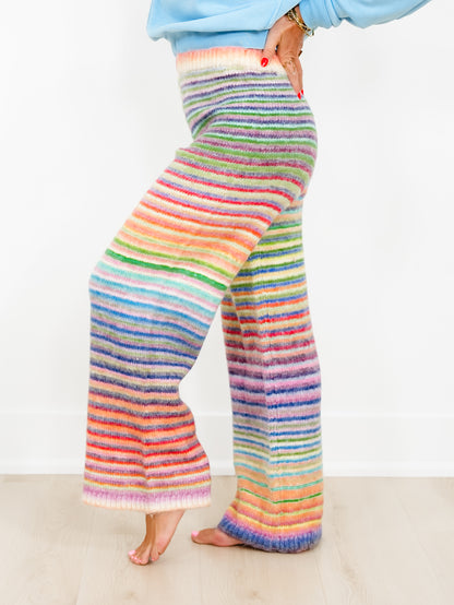 Rainbow Stripe Elastic Waist Sweater Pants - Freckled Poppy