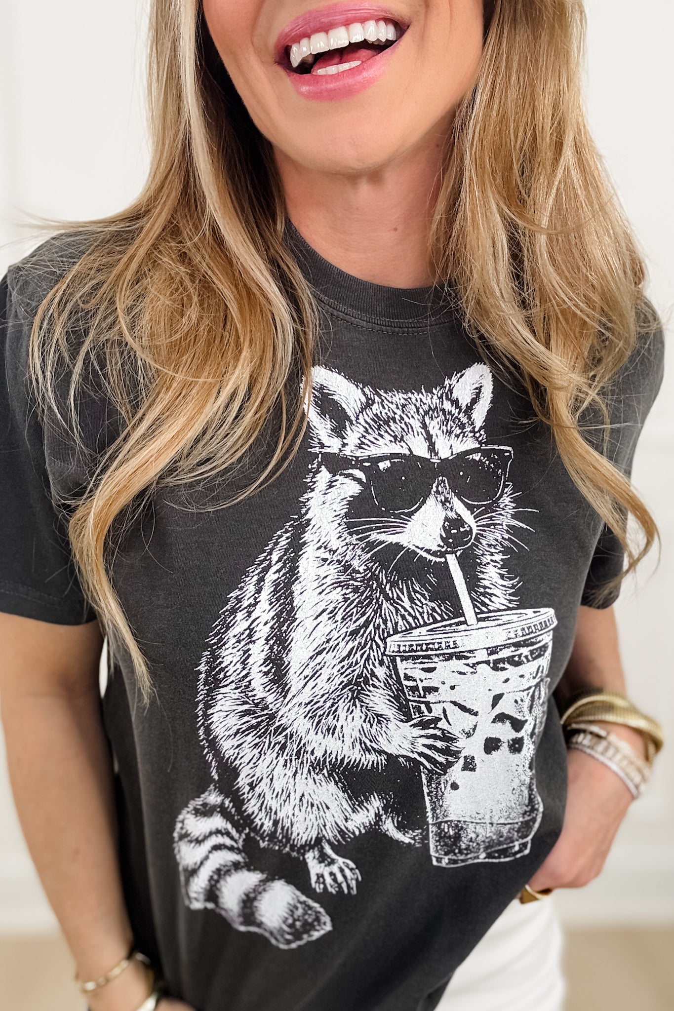 Plus/Reg Short Sleeve "Cool Raccoon" Graphic Tee