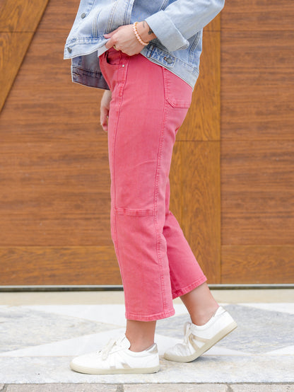 Risen High Rise Brick Cropped Wide Leg Jeans