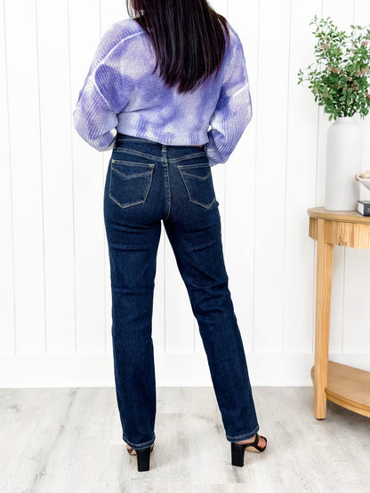 Judy Blue Straight Snatched High Rise Dark Wash Tummy Control Non Distressed Straight Leg Jeans