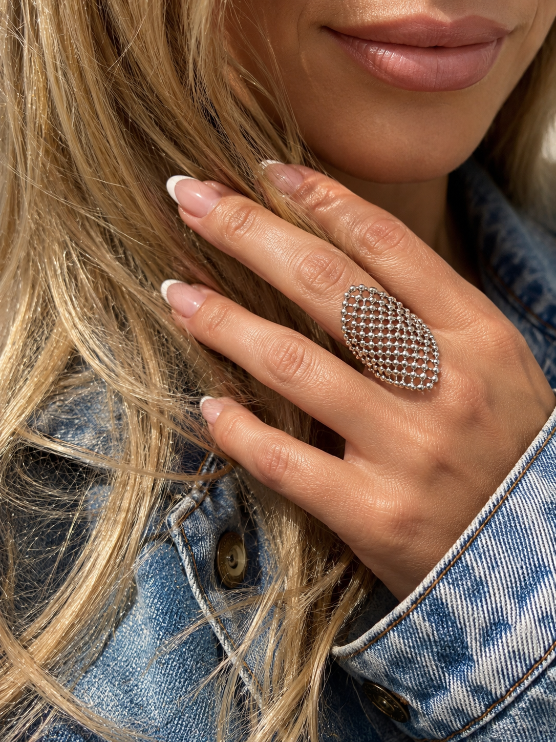 BOHO SOL Silver Mesh Ring