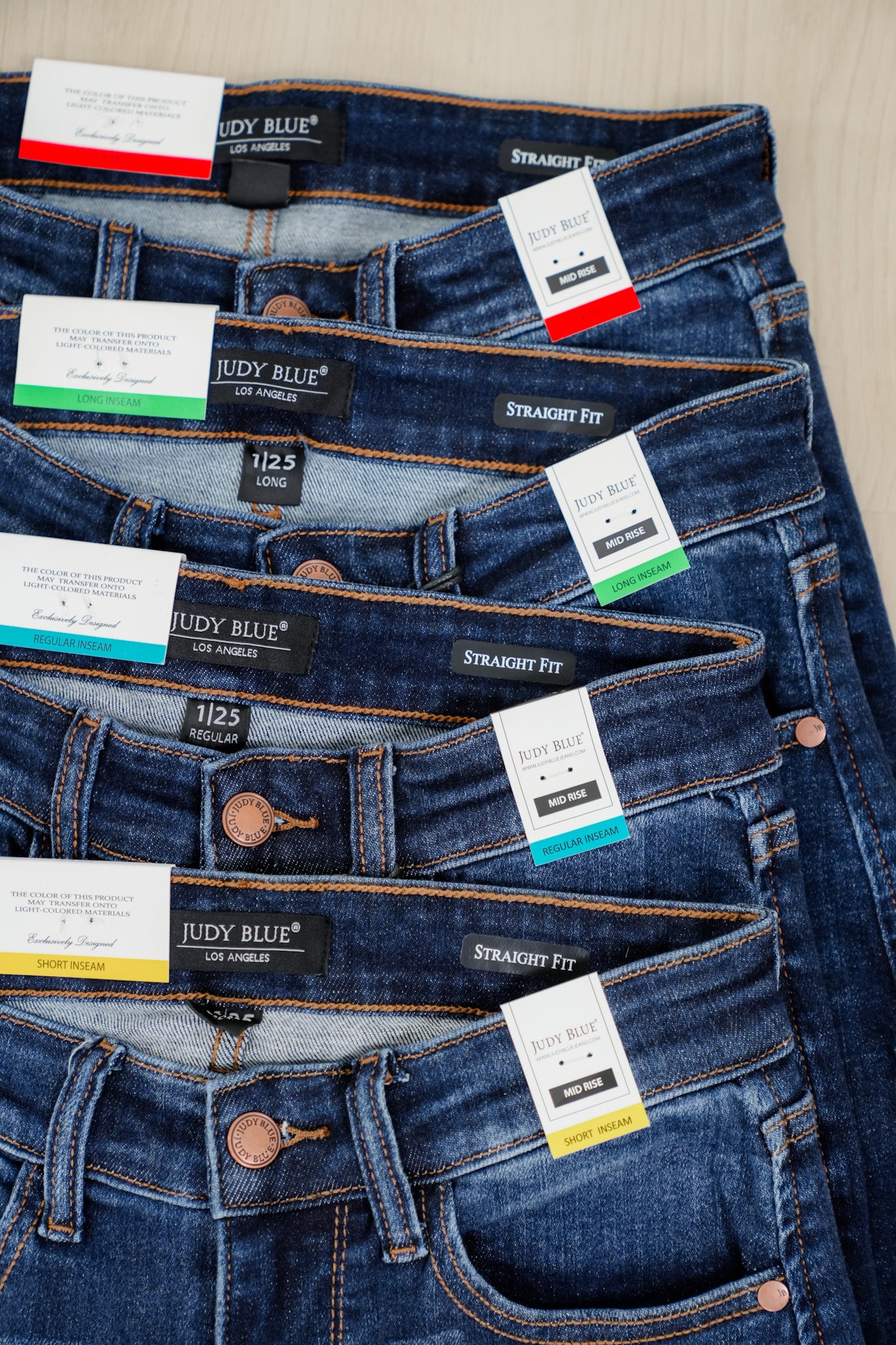 Judy Blue Multi Inseam Mid Rise Dark Wash Straight Leg Jeans