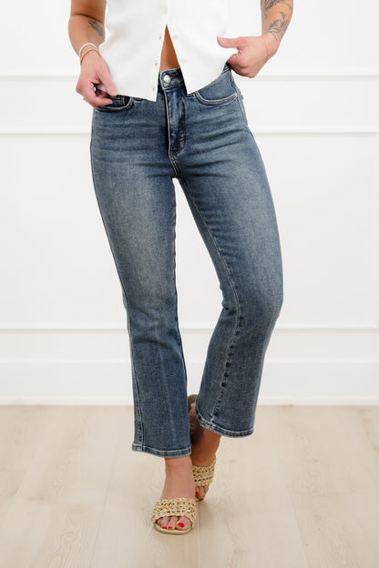 Judy Blue High Rise Medium Wash Tummy Control Kick Flare Jeans
