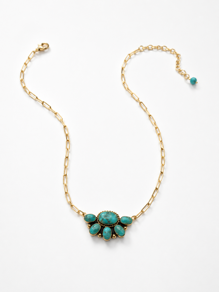 BOHO SOL Brass Small Chunky Half Cluster Necklace
