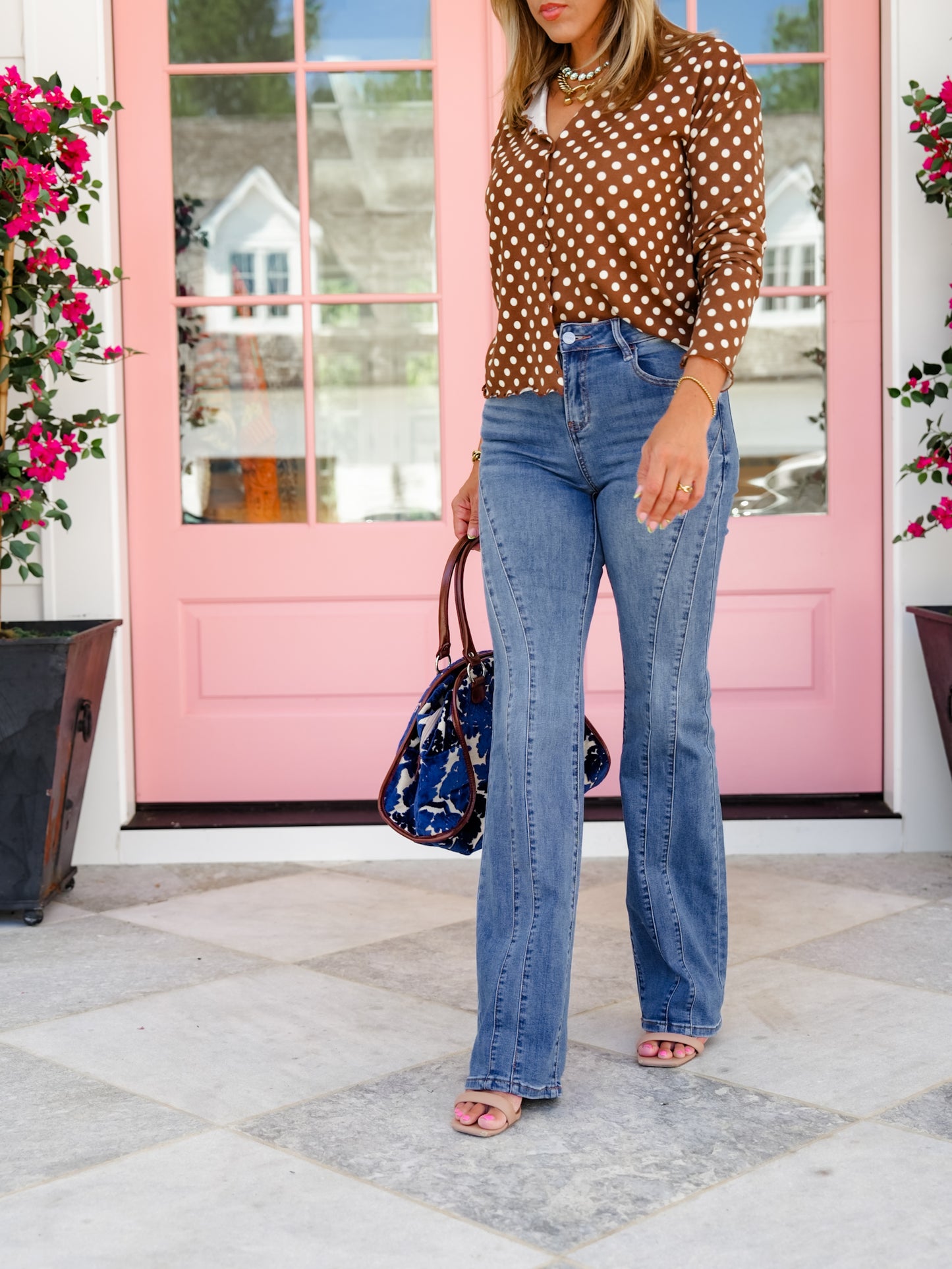 Risen High Rise Medium Wash Multi Inseam Flare Jeans