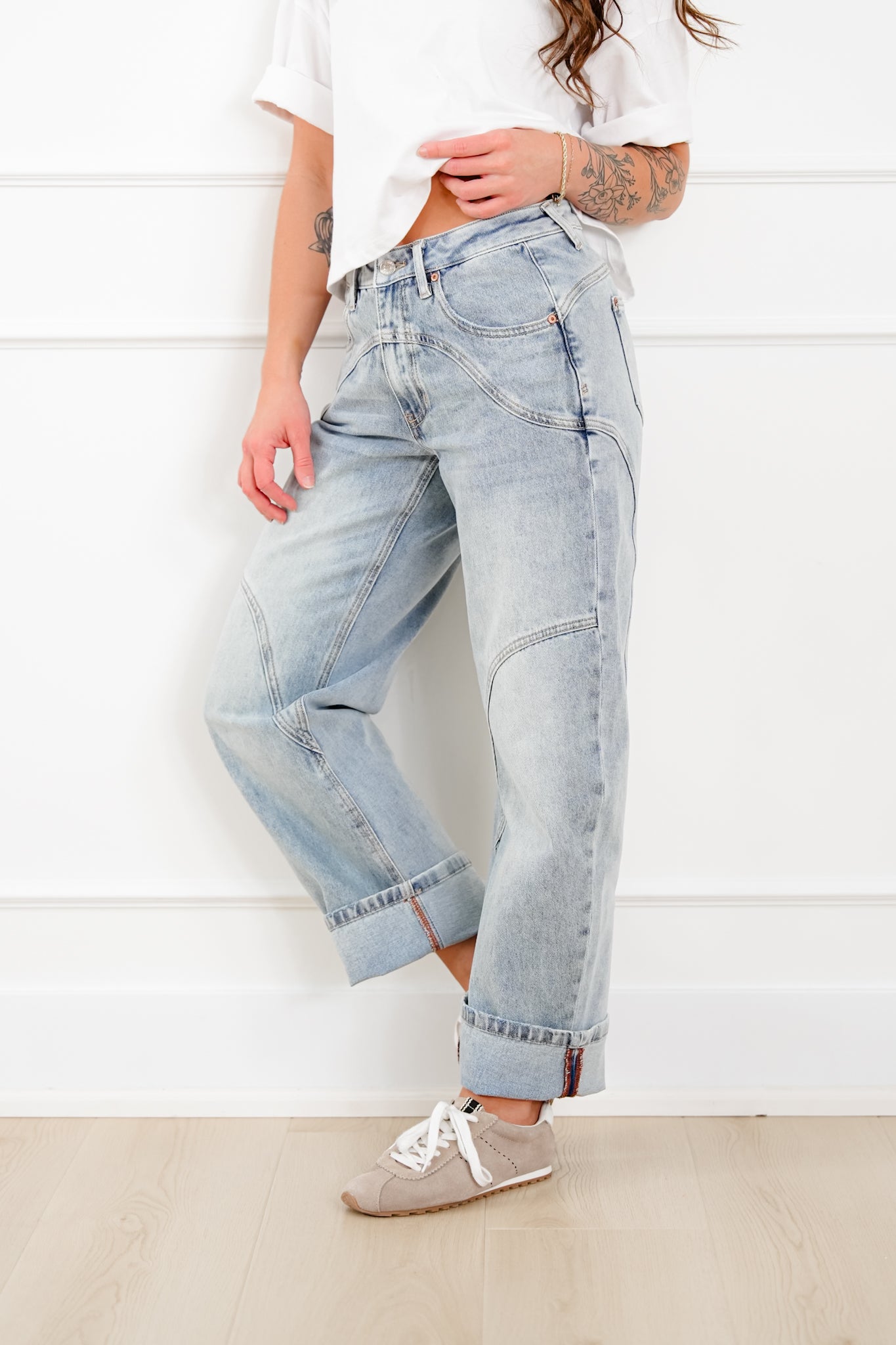 Restock! Saige High Rise Light Wash Barrel Jeans with Wide Cuff