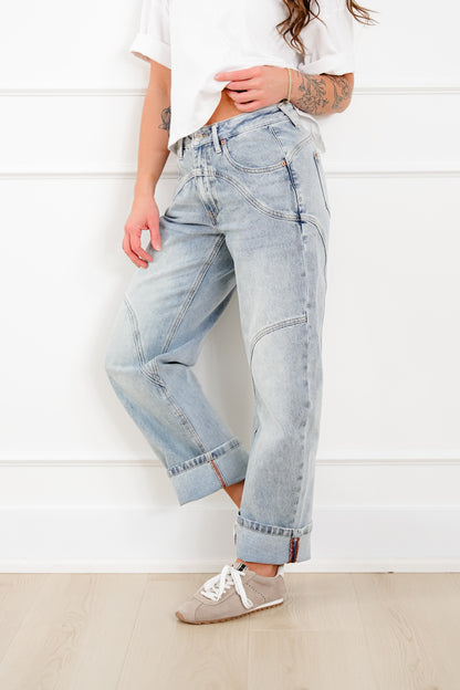 Restock! Saige High Rise Light Wash Barrel Jeans with Wide Cuff