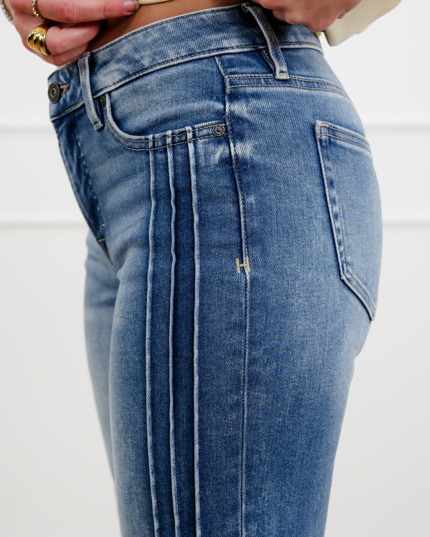 Hidden Mid Rise Dark Wash Flare Jeans