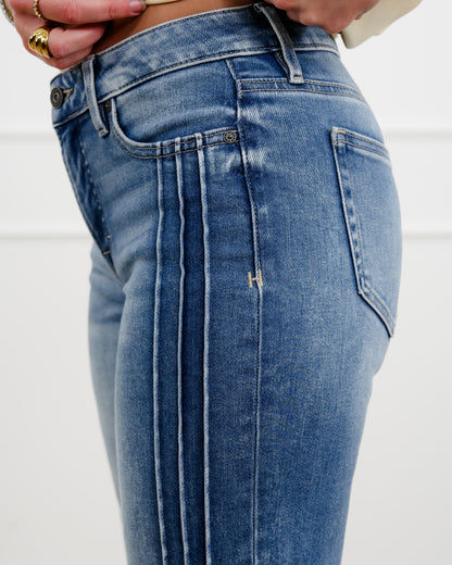 Hidden Mid Rise Dark Wash Flare Jeans