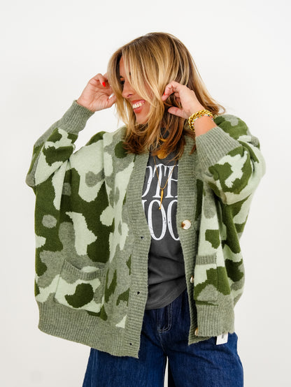 Camo Long Sleeve Button Down Cardigan