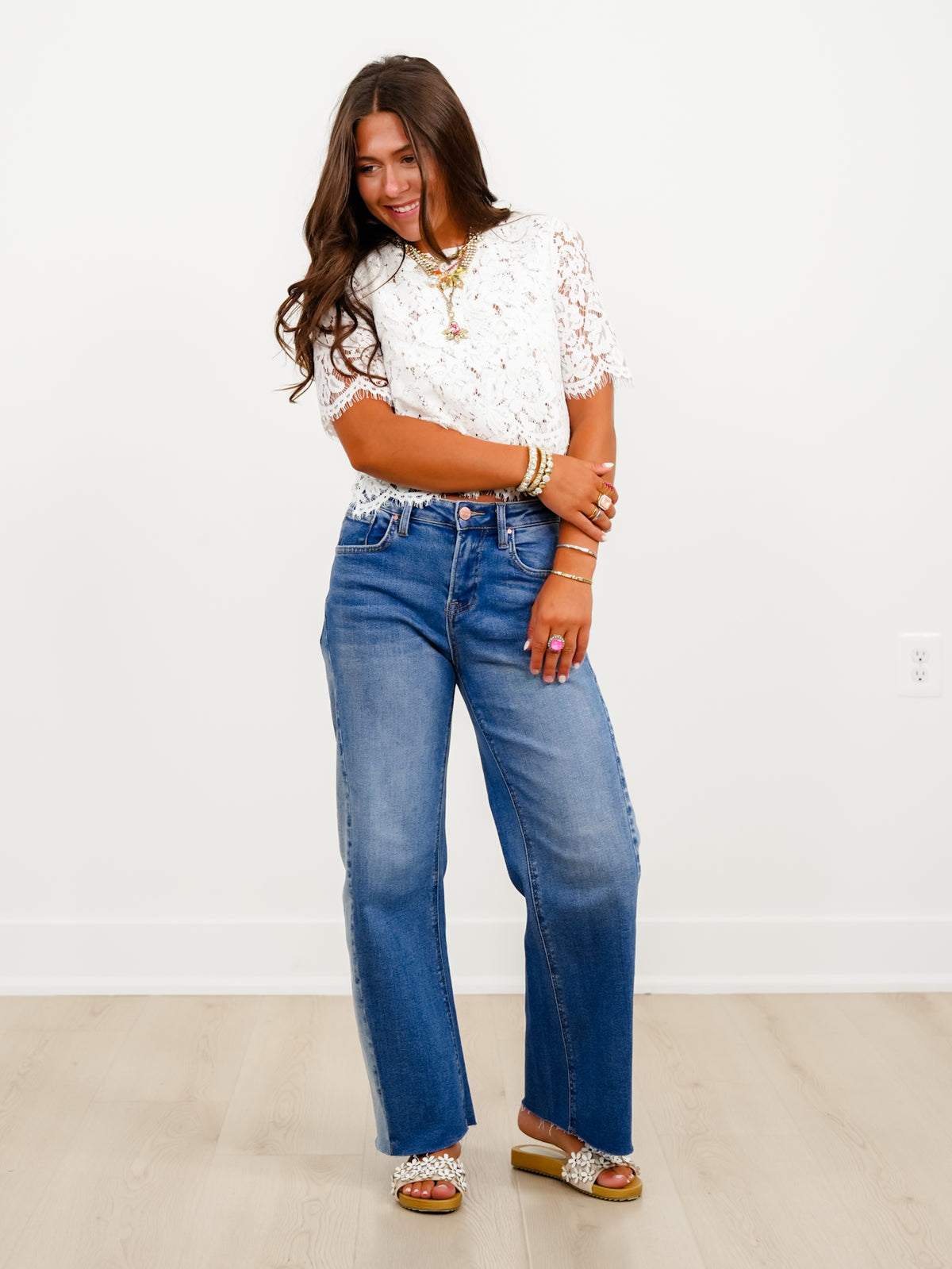 Risen High Rise Medium Wash Slouchy Barrel Jeans With Contrasting Wash