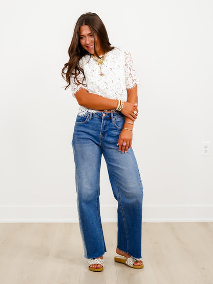 Risen High Rise Medium Wash Slouchy Barrel Jeans With Contrasting Wash