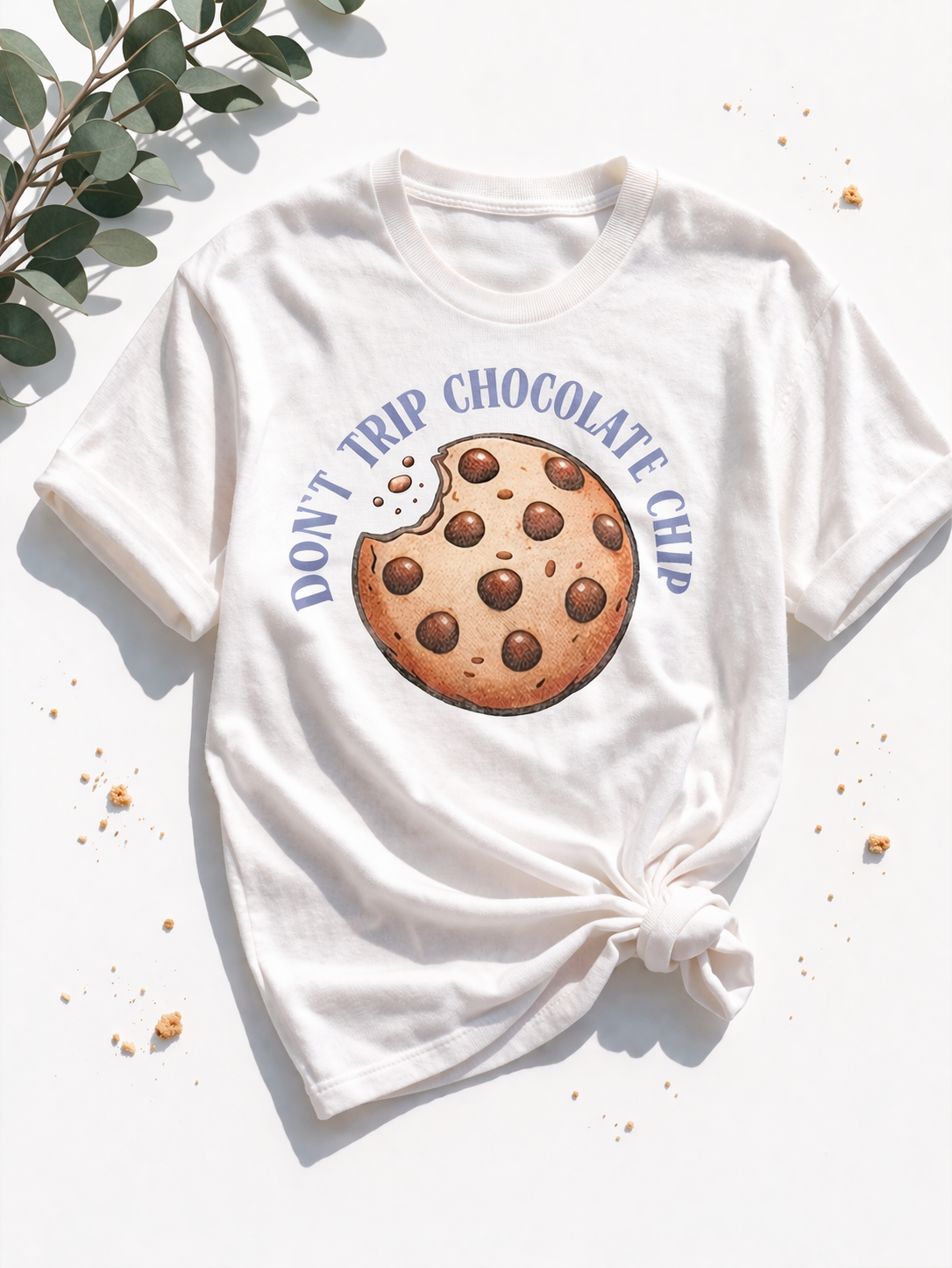 Plus/Reg Short Sleeve "Don't Trip Chocolate Chip" Graphic Top