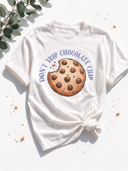Plus/Reg Short Sleeve "Don't Trip Chocolate Chip" Graphic Top