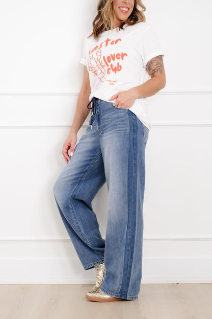 Judy Blue The Danielle High Rise Medium Wash featherweight  Wilhelmina Elastic Waistband with Side Panels