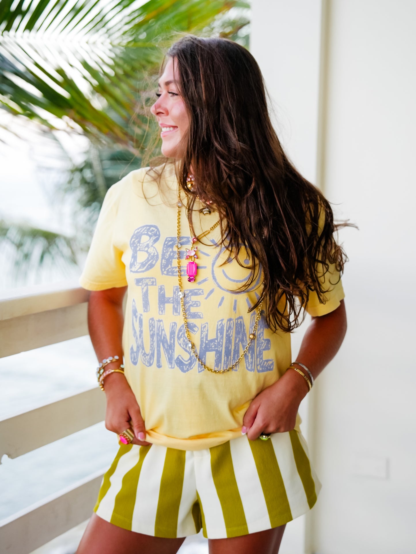 Plus/Reg Short Sleeve Be the Sunshine Graphic Tee - Freckled Poppy