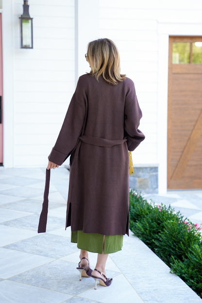 Long Sleeve Open Cardigan with Belt
