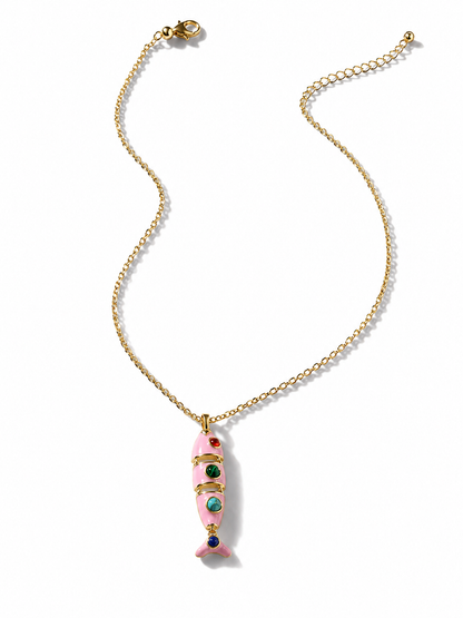 Gemelli Pisces Pink Fish Necklace