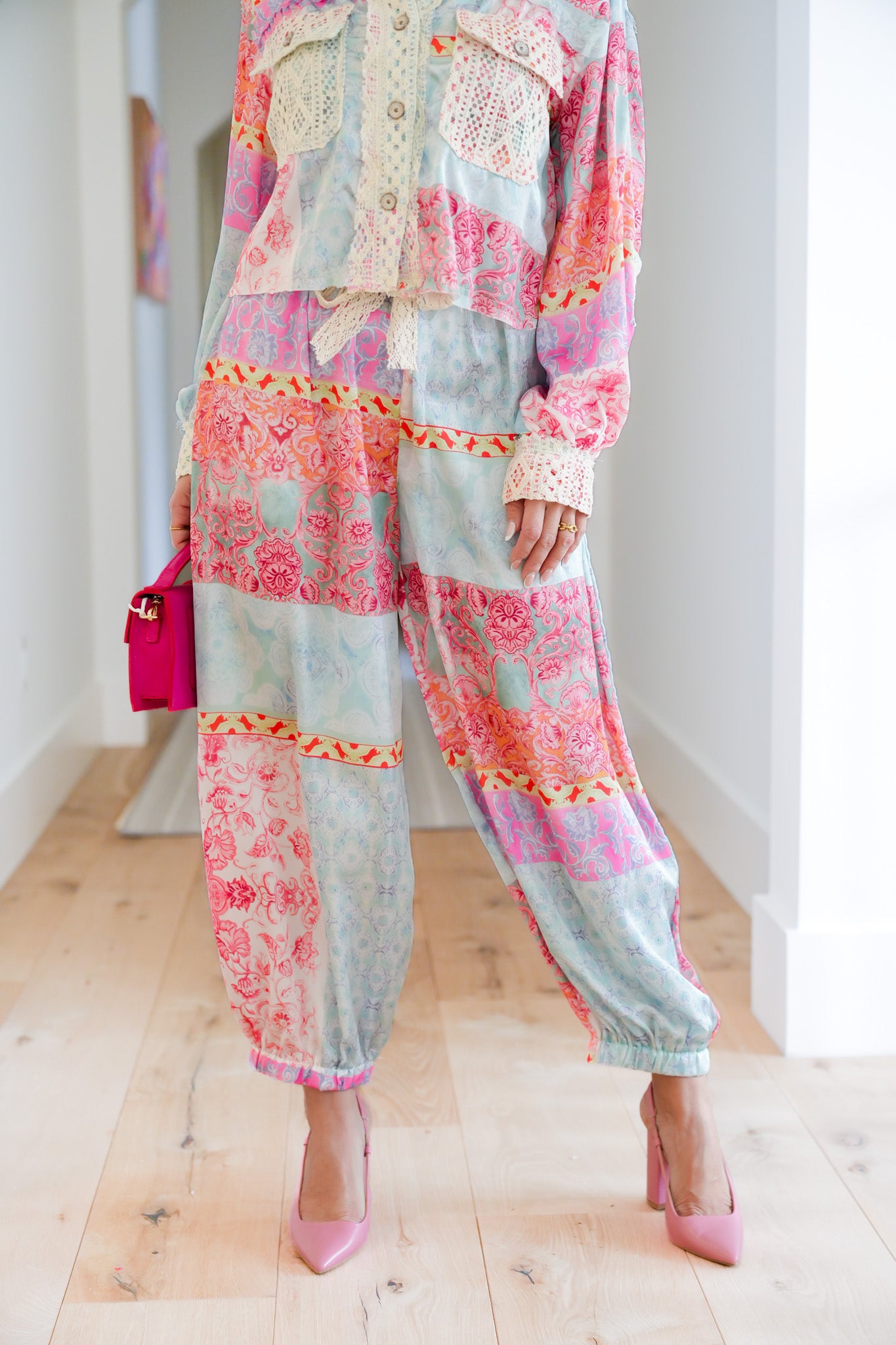 POL Multi Print Elastic Waist Relaxed Joggers