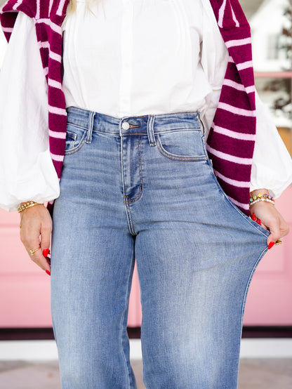 Judy Blue High Rise Medium Wash Angelina Straight Leg Jeans