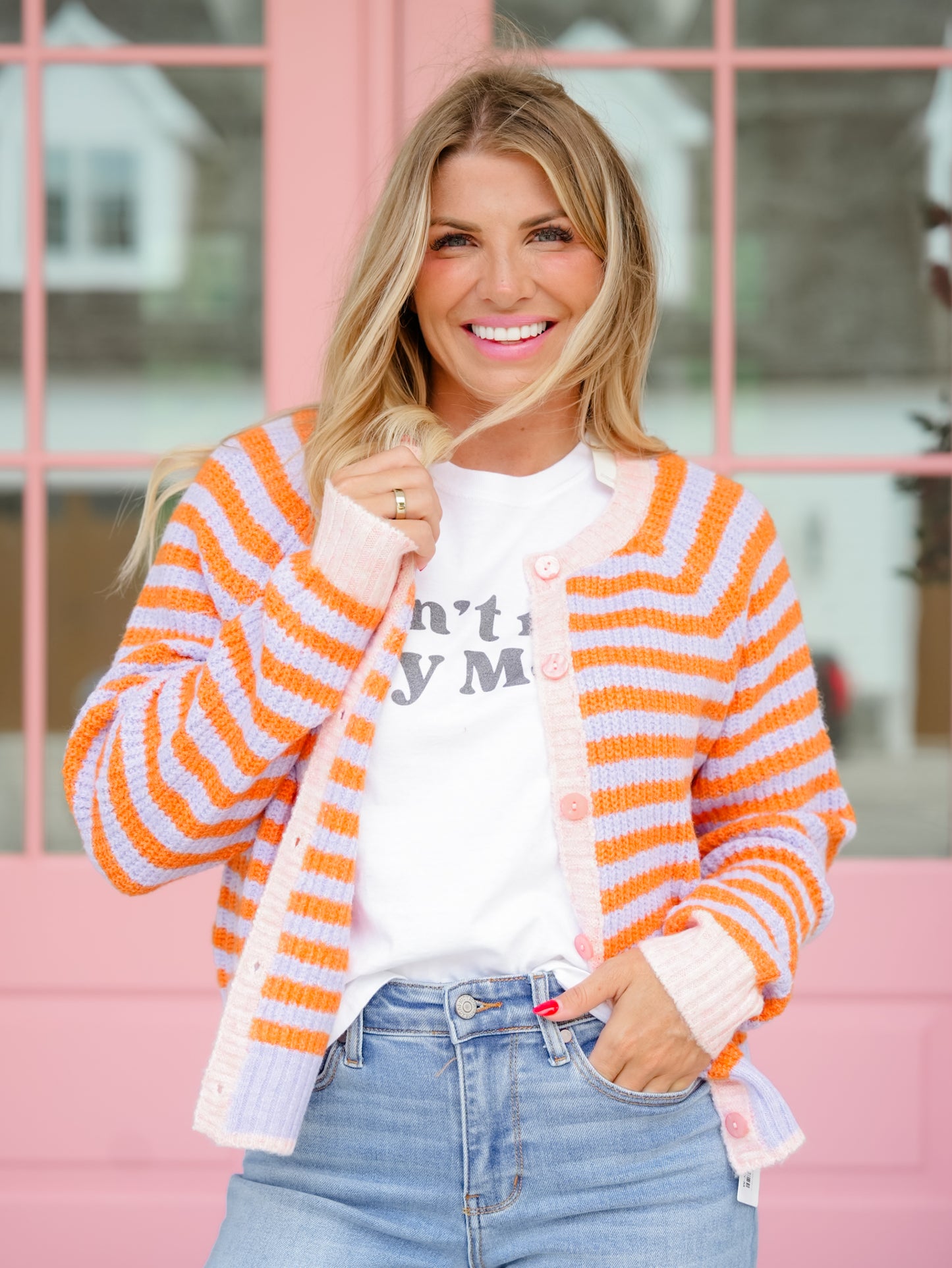 Striped Color Block Knit Sweater Cardigan