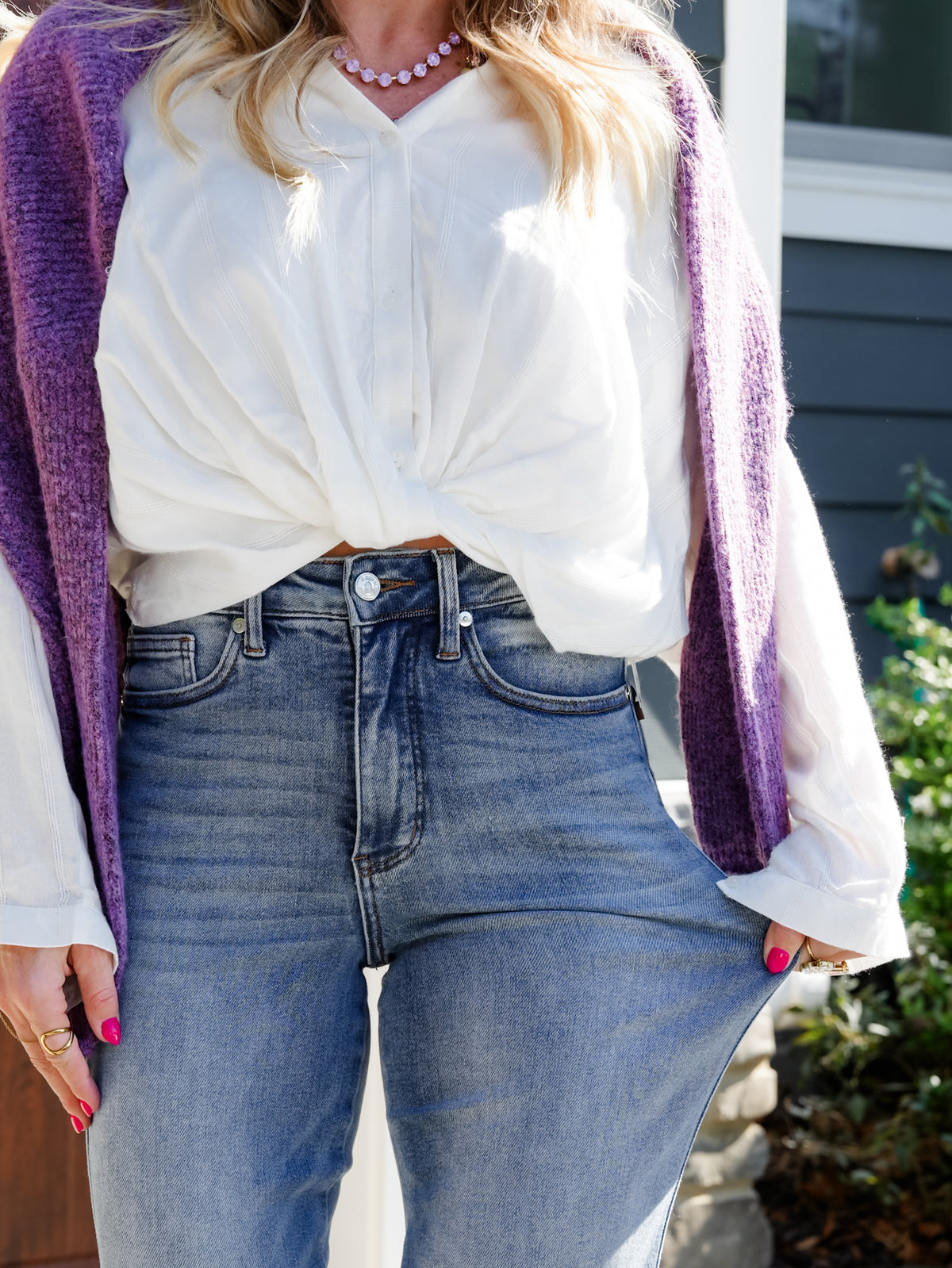 Judy Blue The Sunday Social High Rise Petite/Reg Tummy Control Peggy Ankle Straight Leg Jeans