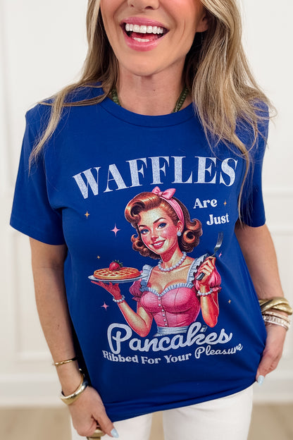 Plus/Reg Short Sleeve "Waffles Are Just Pancakes... " Graphic Tee