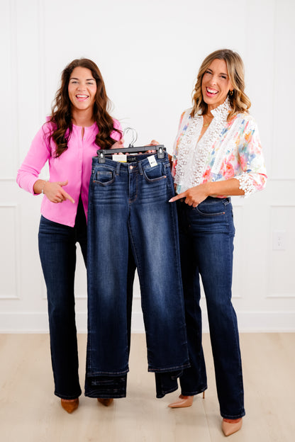 Judy Blue Multi Inseam Mid Rise Dark Wash Straight Leg Jeans