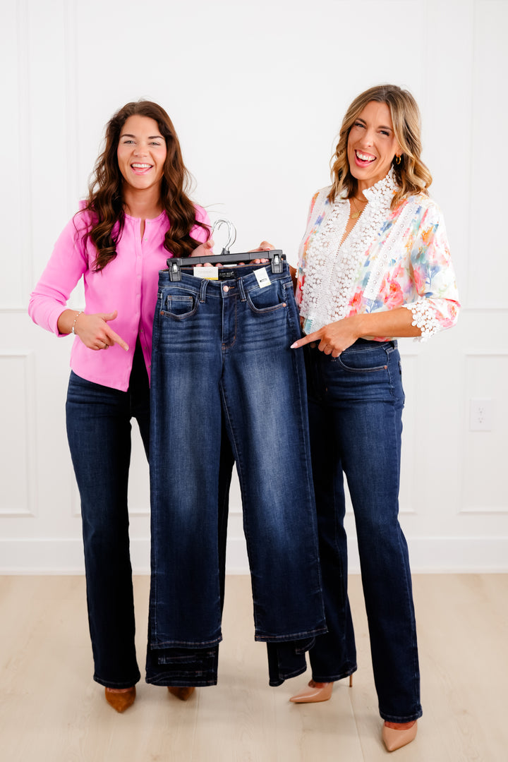 Judy Blue Multi Inseam Mid Rise Dark Wash Straight Leg Jeans