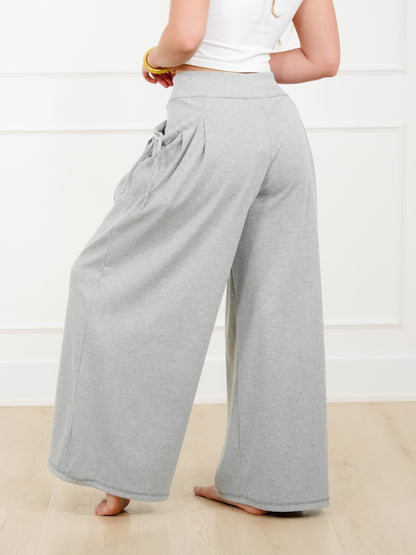 Ribbed Elastic Waist Wide Leg Knit Pants