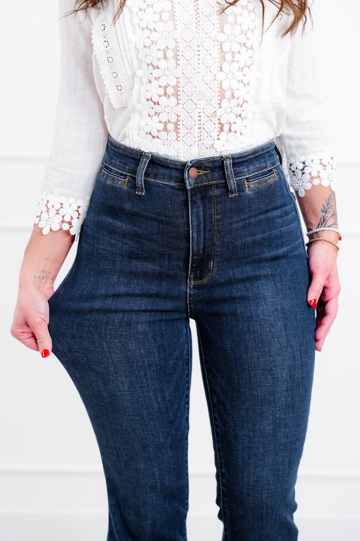 Judy Blue "The Sadie" Multi Inseam High Rise Dark Wash Trouser Flare Jeans