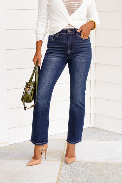 J21 Eleven By Risen High Rise Dark Wash Straight Leg Jeans