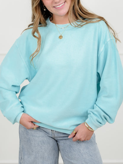 Plus/Reg Solid Color Corded Long Sleeve Pullover Top