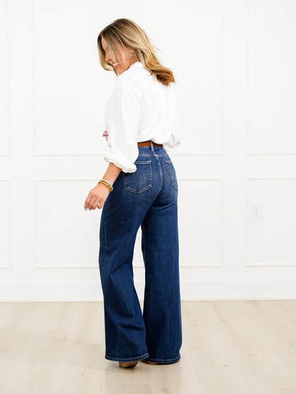Restock! Risen The Opalite High Rise Dark Wash Tummy Control Wide Leg Jeans