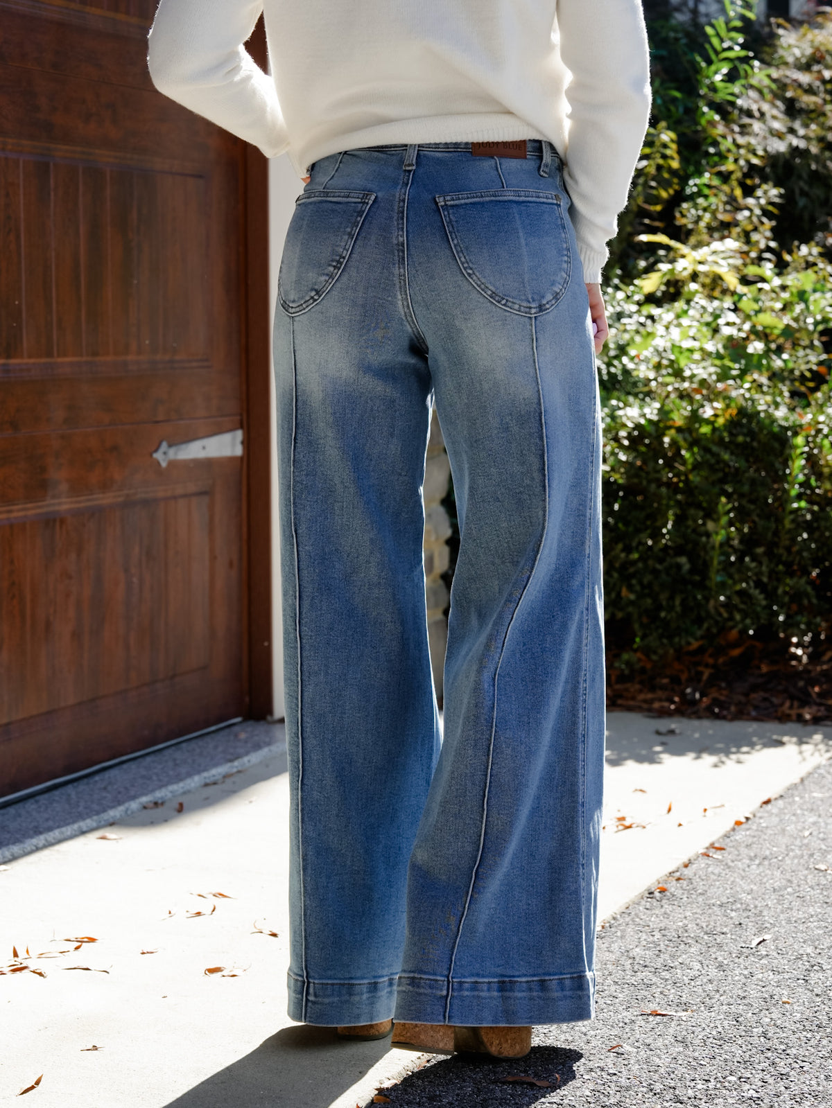 Judy Blue High Rise Medium Wash Multiple Inseams Liza Palazzo Jeans