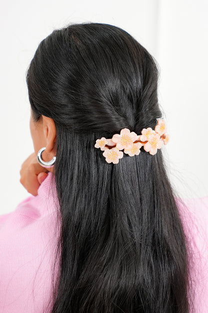 Hand-Painted Cherry Blossom French Barrette Hair Clip