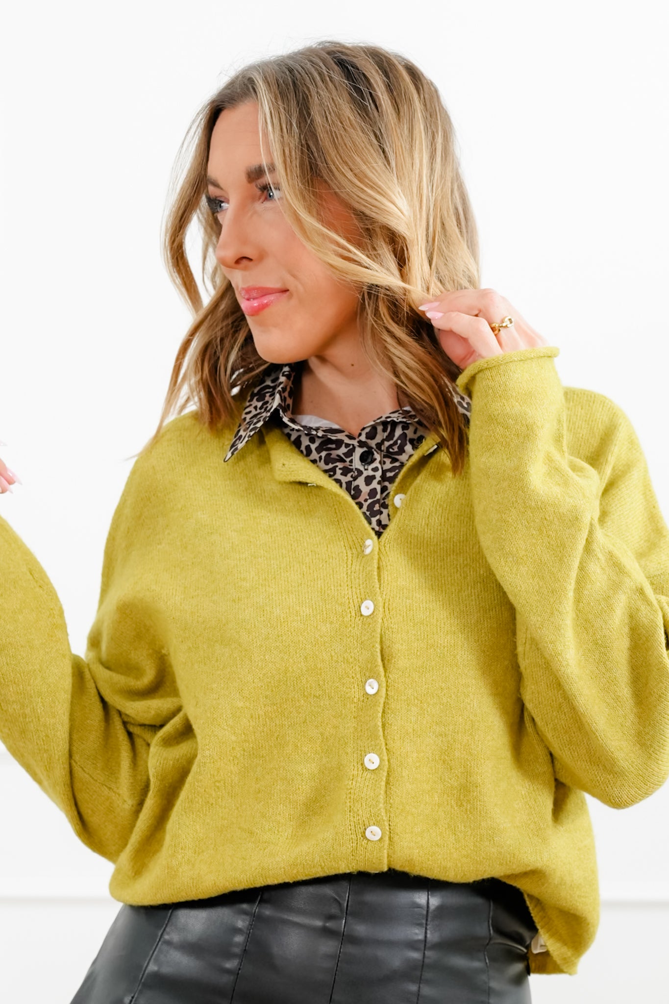 Leopard Print Button Down Collar